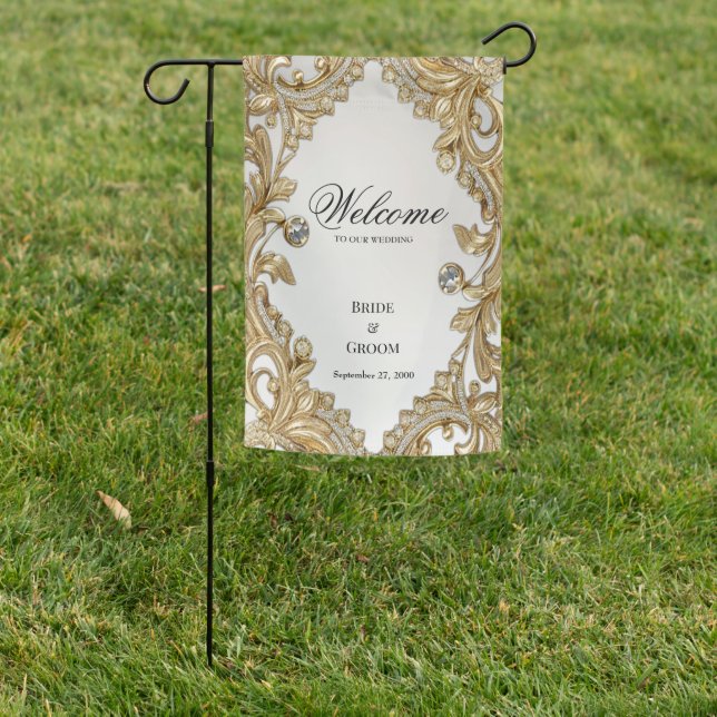 Decorative Gold Garden Flag (In SItu)