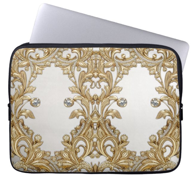 Decorative Gold Laptop Sleeve (Front)