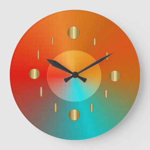 Decorative Gold Red Aqua Green  Trendy Wall Clock