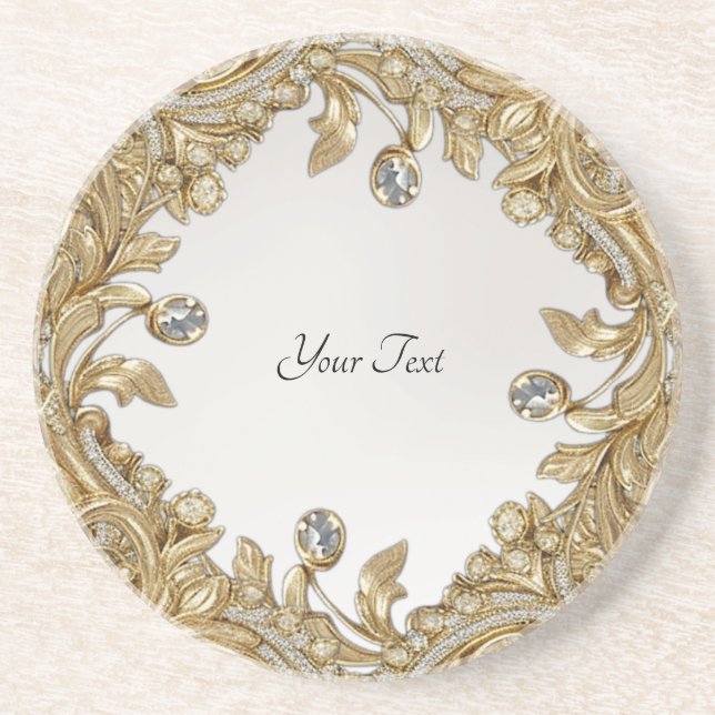 Decorative Gold Sandstone Coaster (Front)