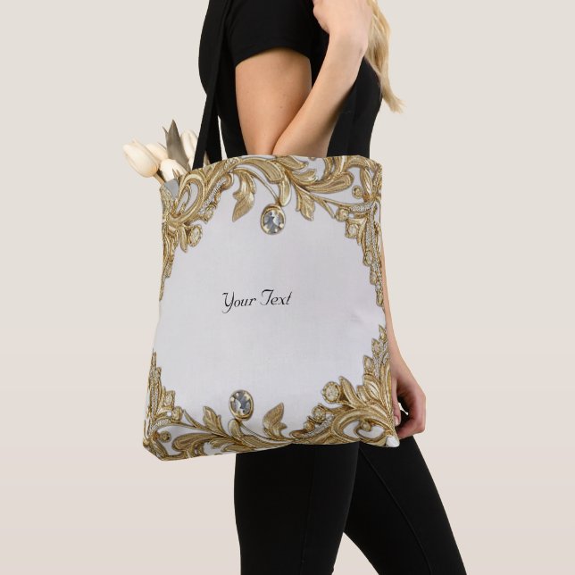Decorative Gold Tote Bag (Close Up)