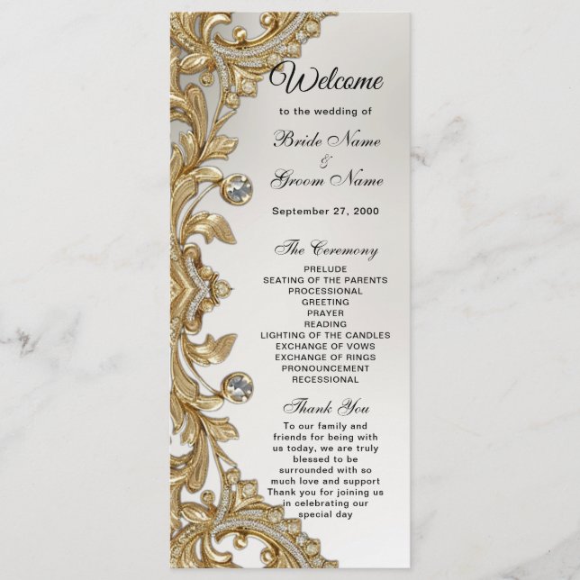 Decorative Gold Wedding Program (Front)