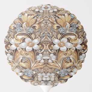 Decorative Gold White Floral Balloon