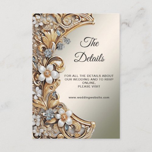 Decorative Gold White Floral Detail Enclosure Card