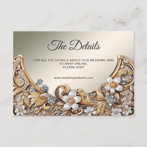 Decorative Gold White Floral Detail Enclosure Card