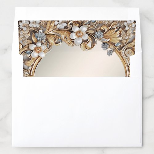Decorative Gold White Floral Envelope Liner