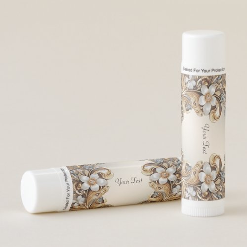 Decorative Gold White Floral Lip Balm