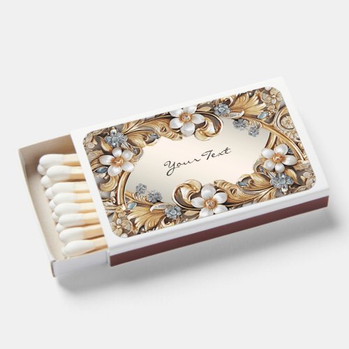 Decorative Gold White Floral Matchboxes