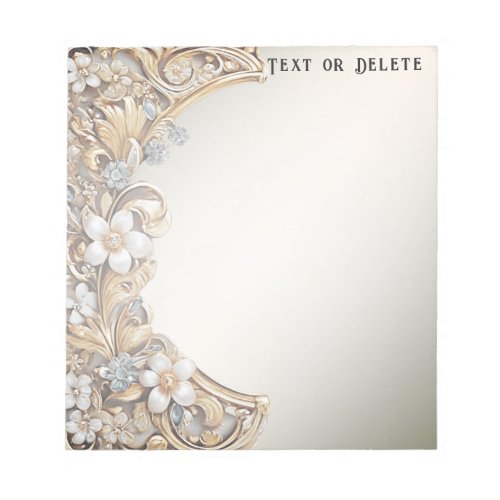 Decorative Gold White Floral Notepad