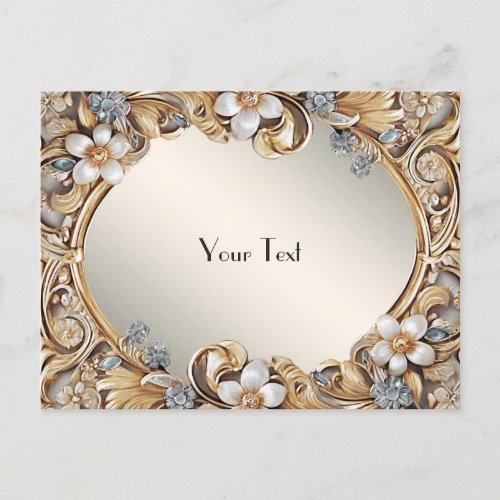 Decorative Gold White Floral Postcard