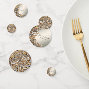 Decorative Gold White Floral Table Confetti