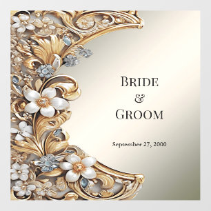 Decorative Gold White Floral Wedding Floor Decal