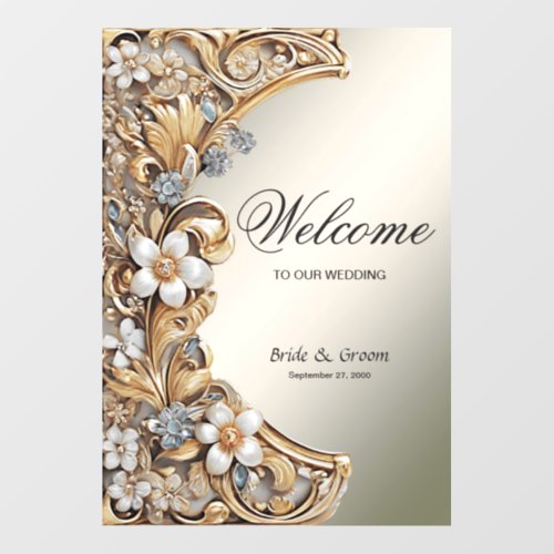 Decorative Gold White Floral Wedding Wall Decal