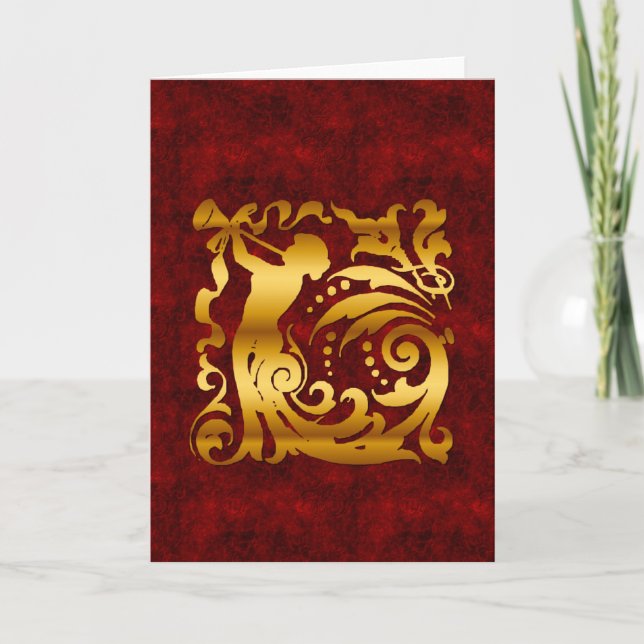 Decorative Golden Christmas Holiday Card (Front)