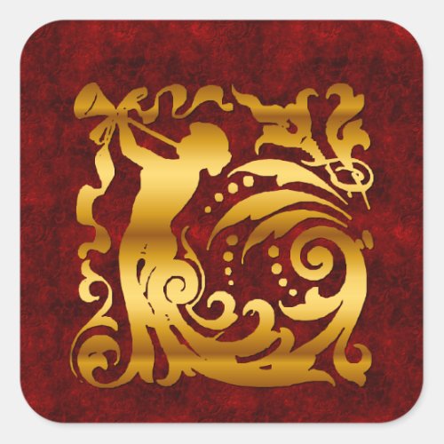 Decorative Golden Christmas Square Sticker