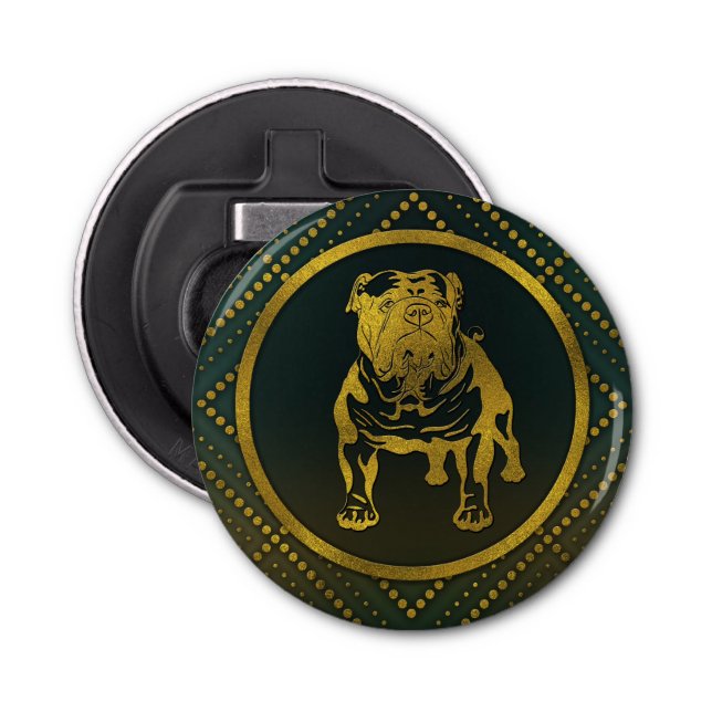 Decorative Golden Embossed - English Bulldog Bottle Opener (Front)
