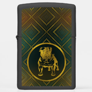 Decorative Golden Embossed - English Bulldog Zippo Lighter