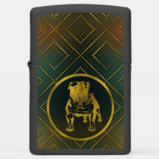 Decorative Golden Embossed - English Bulldog Zippo Lighter