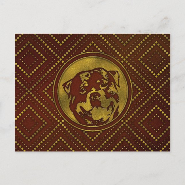 Decorative Golden Embossed -Rottweiler Postcard (Front)