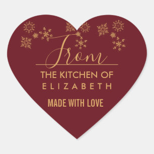 Decorative Golden Snowflakes Christmas Baking Heart Sticker