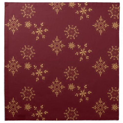 Decorative Golden Snowflakes Christmas Pattern Cloth Napkin