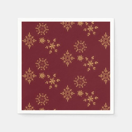 Decorative Golden Snowflakes Christmas Pattern Napkins