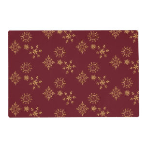 Decorative Golden Snowflakes Christmas Pattern Placemat