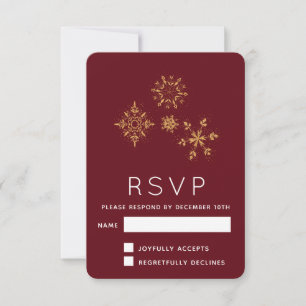 Decorative Golden Snowflakes Christmas RSVP Card