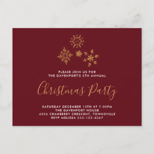 Decorative Golden Snowflakes Holiday Party Invite