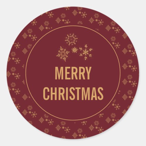 Decorative Golden Snowflakes Merry Christmas Classic Round Sticker