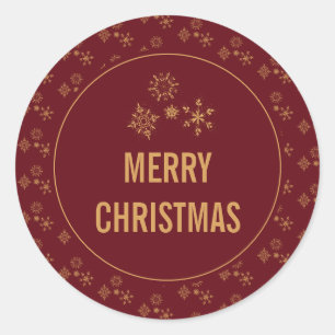 Decorative Golden Snowflakes Merry Christmas Classic Round Sticker