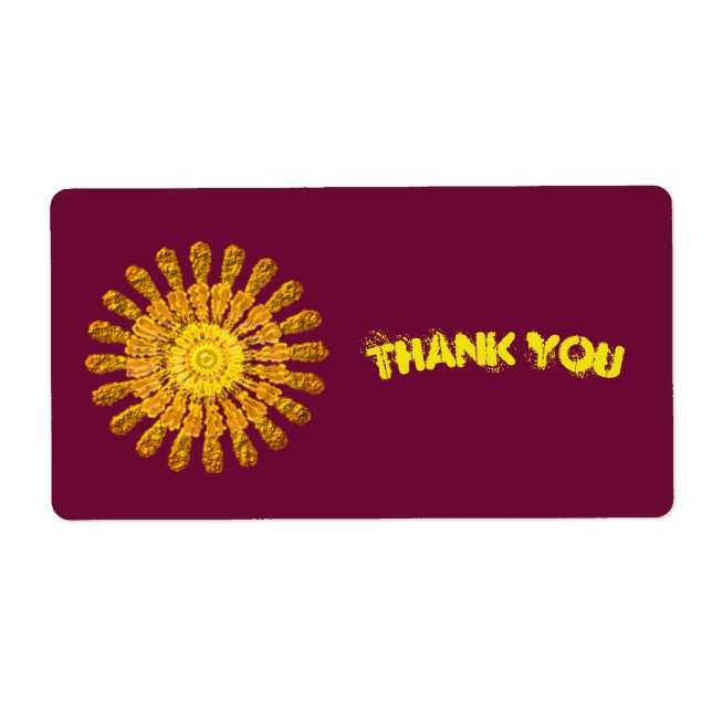 Decorative golden sun symbol label (Front)