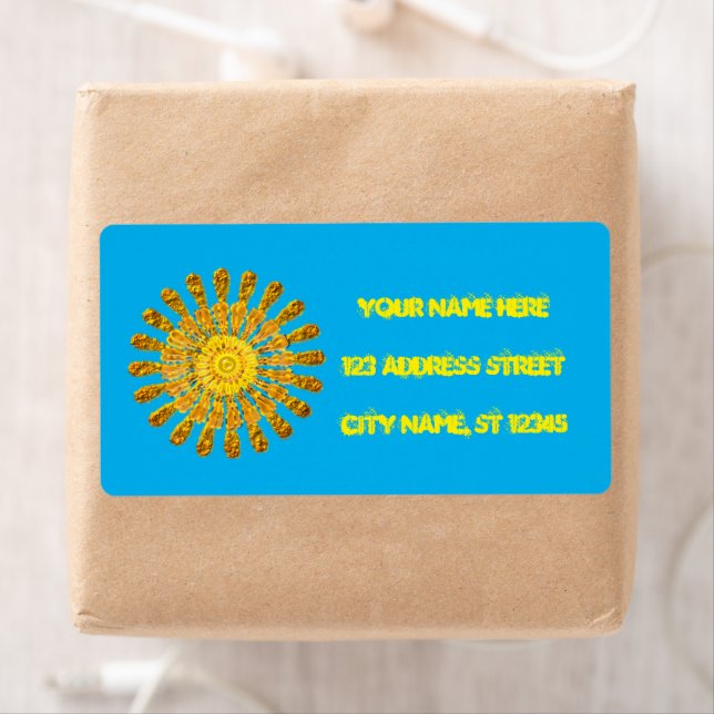 Decorative golden sun symbol.Personalize Label (Insitu)