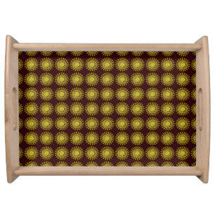 Decorative golden sun symbol serving tray