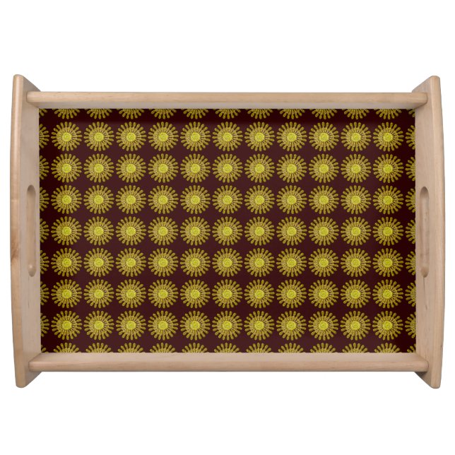 Decorative golden sun symbol serving tray (Front)