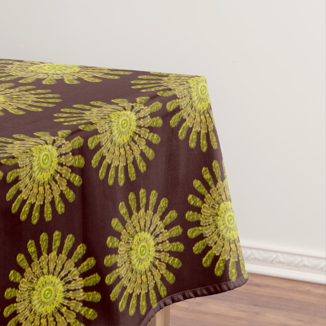 Decorative golden sun symbol tablecloth (In Situ)