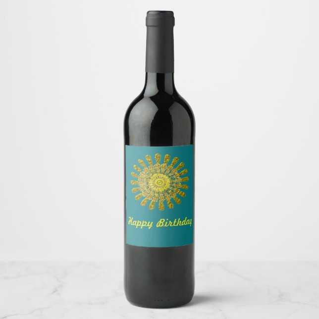 Decorative golden sun symbol wine label (Front)