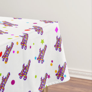 Decorative Gradient Stylized Sweet 16 on White Tablecloth