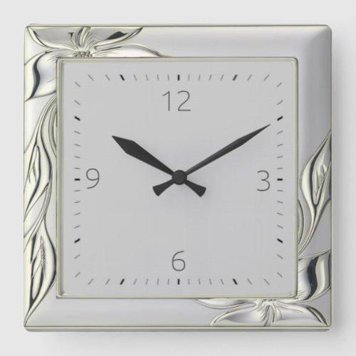 Decorative gray elegant Art Deco Square Wall Clock