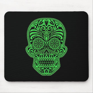 Decorative Green and Black Sugar Skull Mouse Pad
