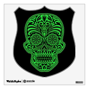 Decorative Green and Black Sugar Skull Wall Sticker