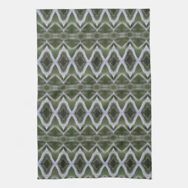 Decorative Green and Grey Kitchen Towel (Vertical)