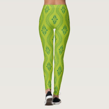 Decorative green pattern background leggings