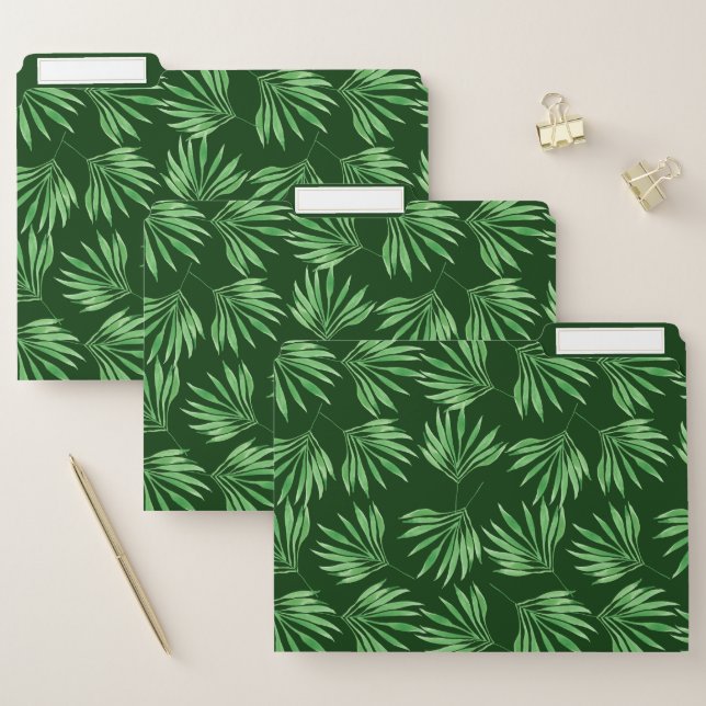 Decorative Green Tropical Palm Leaves File Folder (Set)