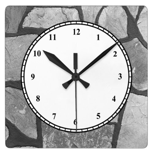Decorative Grey Stone Paving Look Square Wallclocks