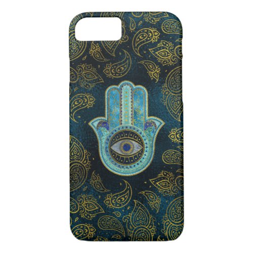 Decorative Hamsa Hand with paisley background iPhone 87 Case