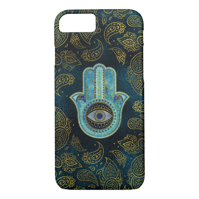 Decorative Hamsa Hand with paisley background Case-Mate iPhone Case (Back)