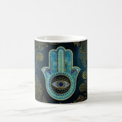 Decorative Hamsa Hand with paisley background Coffee Mug