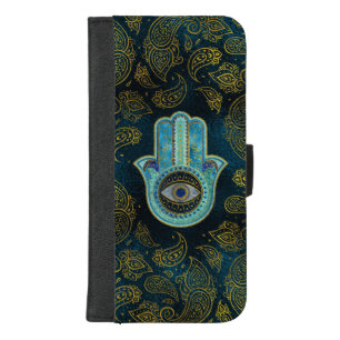 Decorative Hamsa Hand with paisley background iPhone 8/7 Plus Wallet Case