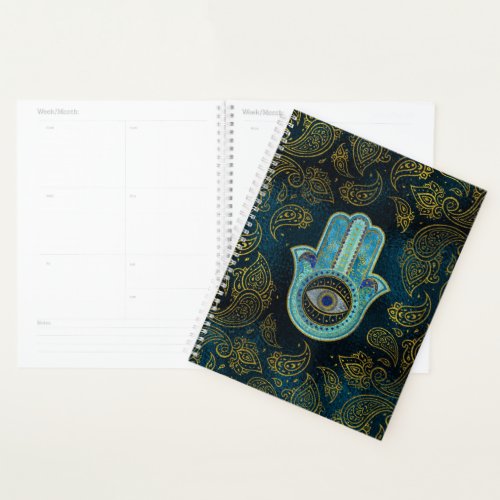 Decorative Hamsa Hand with paisley background Planner